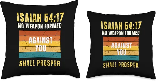 Vista 3 de Isaiah 54:17 Designs Isaías 54:17 Christian Faith Bible Scripture - Almohada inspiradora, 16 x 16 pulgadas, multicolor