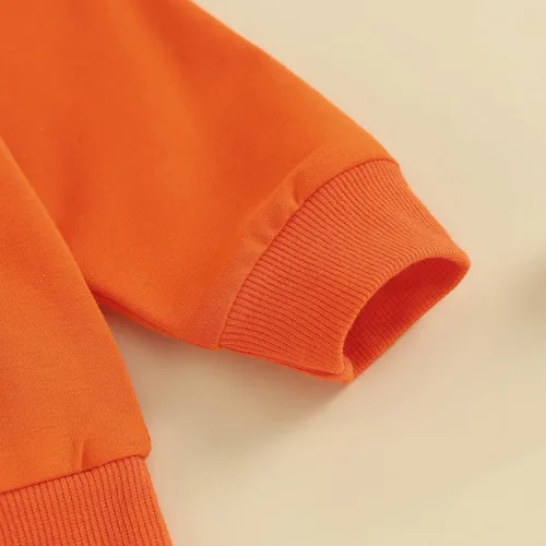 Vista 4 de DuAnyozu Traje de Halloween para bebé niña, camiseta de manga larga, camiseta con letras de calabaza, pantalones de campana, ropa de otoño + diadema