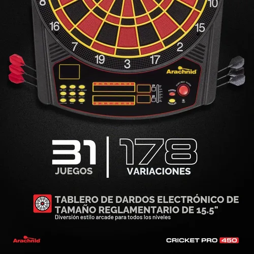 Vista 3 de Arachnid Cricket Pro 450 Electronic Dartboard