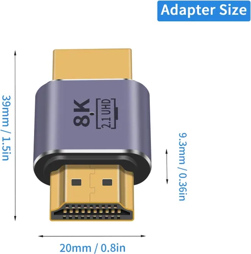 Vista 7 de Poyiccot Adaptador HDMI macho a macho 8K, adaptador HDMI 2.1 48Gbps UHD HDMI extensor de conector con luz LED, soporta 8K @60Hz 4K @120Hz 1080P