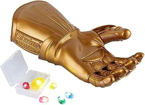 Vista 7 de Joyfully Guantelete infinito de SuperHero para niños con luz LED piedras magnéticas extraíbles guantelete infinito para regalos de cosplay guantes