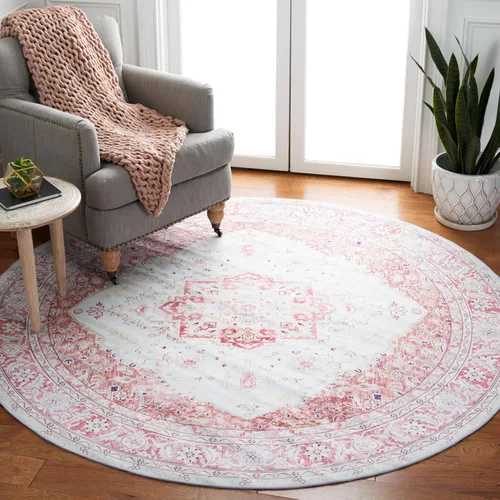 Vista 9 de SAFAVIEH Tucson Collection - Alfombra lavable de 2 pies 6 pies x 6 pies, color beige y al óxido, antideslizante y fácil de limpiar, ideal