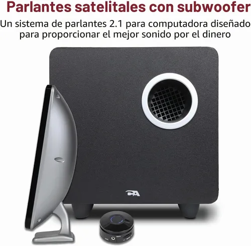 Vista 2 de Cyber Acoustics CA-3610 Sistema de altavoces multimedia 2.1 con subwoofer, altavoces de computadora perfectos para PC o Mac, ideal para música