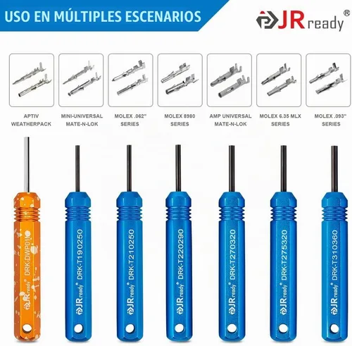 Vista 2 de JRready ST5252 Kit de herramientas de extracción de pasadores para AMP/Molex .062" y 0.093" Pines y conectores de contacto de zócalo, Delphi