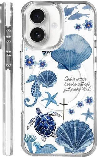 Vista 63 de Funda para iPhone 13 Pro, transparente con bonito patrón de tiburón azul, compatible con Magsafe funda protectora suave para mujeres y niñas (blanco)
