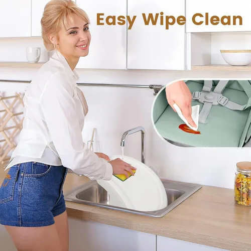 Vista 5 de Ezebaby Silla alta convertible para bebé con mesa y asiento, silla de alimentación ajustable 8 en 1, asiento elevador de comedor de múltiples etapas