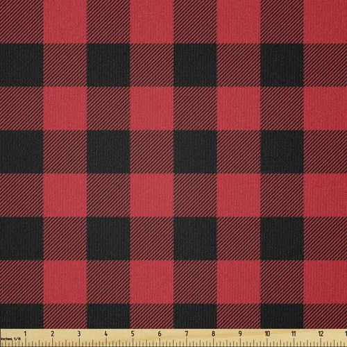 Vista 36 de Ambesonne Tela Navideña por Yarda, Tema Navideño Colorido Vivo Piñas de Pino Ramas Hombre de Jengibre Imagen de Bayas Estampada, Tela de Punto