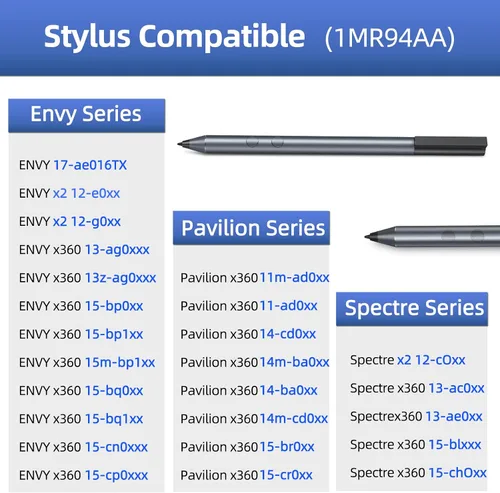 Vista 2 de Lápiz óptico para HP Envy X360 Pavilion X360 Specter X360 Spectre X2 Envy X2 recargable MPP 1.51 Tilt Active Pen con sensibilidad a la presión 1024