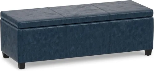 Vista 20 de SIMPLIHOME Avalon 48" Wide Fabric Storage Ottoman in Alabaster Ivory