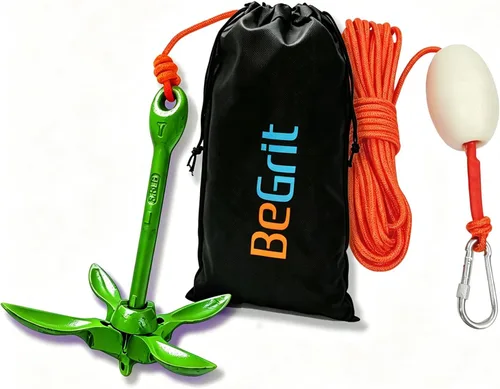 Vista 11 de BeGrit Ancla de kayak Anclaje de barco pequeño Anclaje marino plegable para pesca, kayak, tabla de remo, canoa, moto acuática, con bolsa de 1.5 lbs