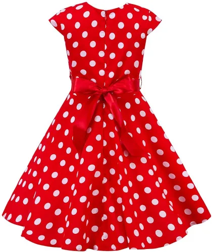 Vista 2 de Vestido de noche para niñas, estilo vintage de los años 50, con estampado de lunares, floral, rockabilly para fiesta de graduación, vestido de té