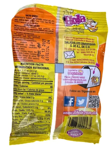 Vista 6 de Hola Lobito Chamoy Rojo Albaricoques Salados 3.5oz Paquete de 4