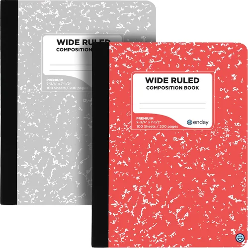 Vista 6 de Enday Cuadernos de composición de papel de rayas anchas, cubiertas de cuaderno de composición de mármol de colores, 100 hojas (200 páginas) libros