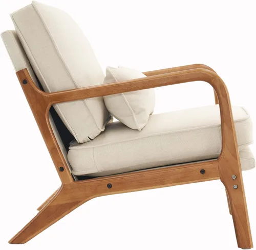 Vista 7 de Silla de ocio con reposabrazos y patas de madera maciza, silla de sala de estar moderna de mediados de siglo, sofá individual, para sala de estar