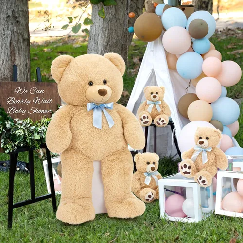 Vista 3 de MorisMos Oso de Peluche Gigante Animal de Peluche con Osos Bebé, 35.4'' Oso Grande de Peluche Mamá, 3 Pequeños Osos de Peluche Animales de Peluche a