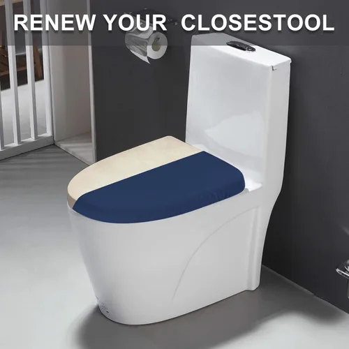 Vista 7 de Funda elástica para tapa de inodoro de elastano, funda gruesa para asiento de inodoro para baño, funda suave y lavable, se adapta a la mayoría