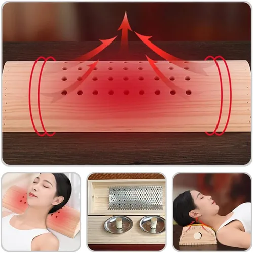 Vista 5 de Almohada de moxibustión de madera para el cuello para uso diario en el hogar, soporte cervical, cómodo cojín para dormir y soporte de espalda, 12.99