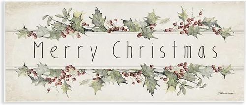 Vista 17 de Stupell Industries All Safely Gathered Frase Winter Holly Florals, placa de pared diseñada por Stephanie Workman Marrott, 7 x 17 pulgadas