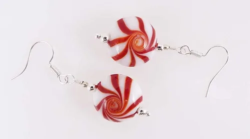 Vista 4 de Aretes colgantes de cristal de cristal de lámpara de menta Starlight para Navidad con alambres de oreja de plata de ley
