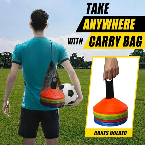 Vista 4 de Paquete de 25/50 conos de disco para deportes, conos de entrenamiento de agilidad para fútbol, fútbol, baloncesto, entrenamiento, equipo de práctica