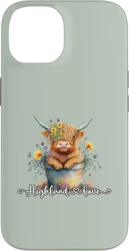 Vista 4 de Lindo bebé Highland vaca ternero amor primavera pastel novedad caso para iPhone 16
