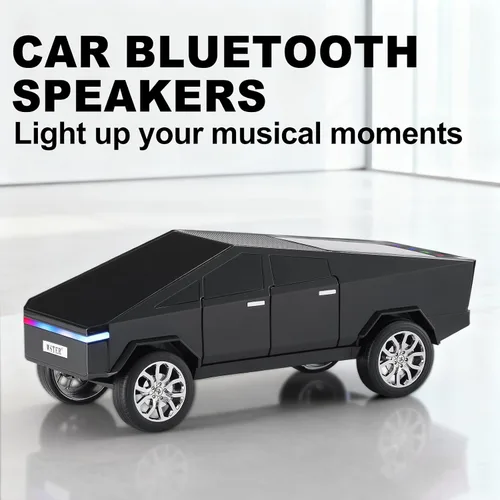Vista 2 de Altavoz Bluetooth para camioneta futurista con pantalla LED - TWS estéreo, radio FM, reproducción USB/TF, faros LED, micrófono integrado, regalo