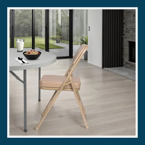 Vista 12 de OEF Furnishings Serie OEF3200 Sillas plegables de vinilo de alta calidad, resistentes, de grado industrial, asiento ultra acolchado de 2 pulgadas