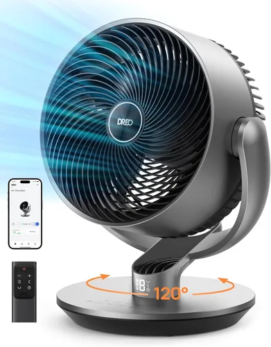 Vista 5 de Dreo Ventilador de torre purificador de aire de 45 pulgadas, ventilador inteligente 2 en 1 con ventilador inteligente silencioso de 16 pulgadas y 25