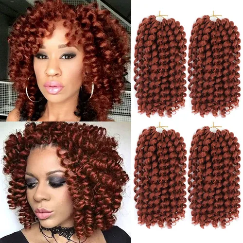 Vista 8 de Cabello Jamaicano de ganchillo para mujeres negras, 4 paquetes de 72 raíces, color negro natural, rizos de ganchillo corto preanudado