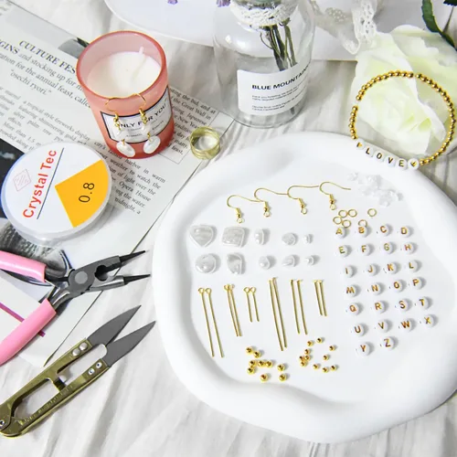 Vista 3 de XKCWXY Kit de cuentas de perlas para fabricación de joyas, abalorios de imitación de acrilonitrilo butadieno estireno (ABS), 10 estilos de cuentas
