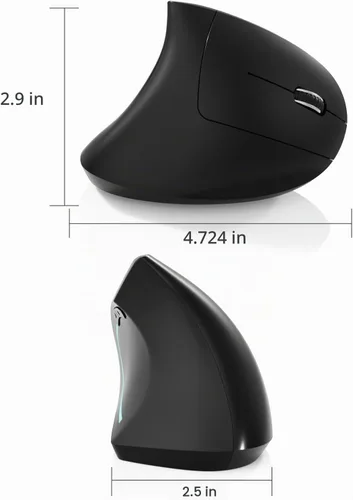 Vista 5 de Ratón Bluetooth tipo c y USB 2.4G, inalámbrico, inalámbrico, ergonómico, recargable, 800/1200/1600 DPI, botones para laptop, escritorio, PC