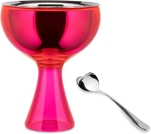 Vista 15 de Alessi AMMI01S AZ Big Love - Juego de helados de diseño, cuenco en acero inoxidable 18/10 y resina termoplástica, color azul y cuchara de acero
