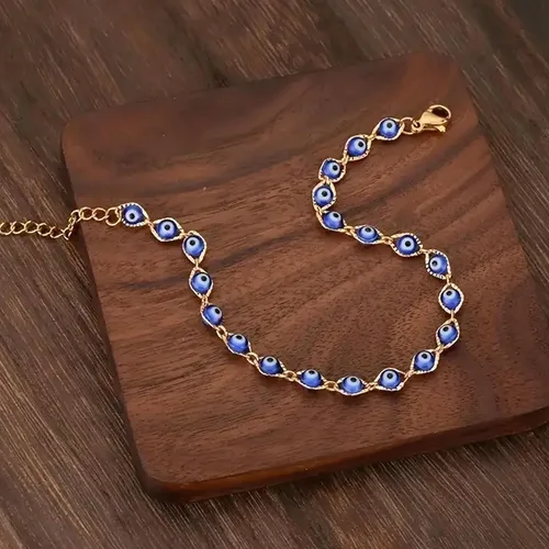 Vista 5 de Evil Eye Bracelets Blue Eye Ojo Hamsa Jewelry Dainty Gold Link Bracelets for Women Lucky Turkish Protection Trendy Birthday Jewelry Gifts