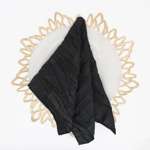 Vista 2 de Your Chair Covers - Paquete de 10 servilletas de tela de tafetán arrugadas de 20 pulgadas, color negro, de gran tamaño, dobladas y con dobladillo