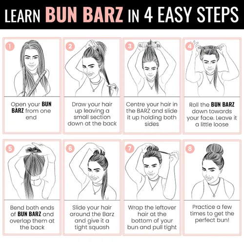 Vista 5 de 2 BUN BARZ by PONY-O - Máquina para hacer bollos flexible patentada para cabello fino y fino, herramienta fácil de moño para el cabello, alternativa