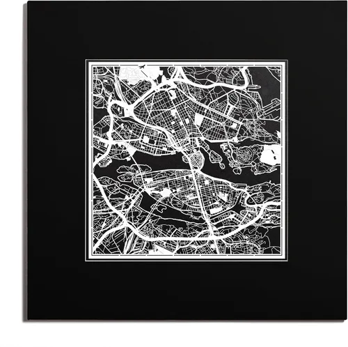 Vista 99 de O3 Design Studio Mapa de corte de papel de París, color negro mate, 20 x 20 pulgadas, arte en papel
