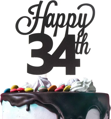 Vista 16 de LINGTEER - Decoración para pastel con texto "Happy Birthday 100", color negro