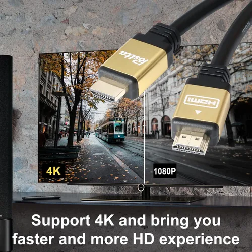 Vista 5 de Postta Ultra HDMI 2.0 V Cable de soporte 4K 2160P, 1080P, 3D, retorno de audio y Ethernet Dorado