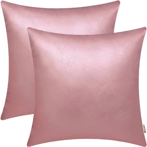 Vista 21 de BRAWARM Fundas de almohada de cuero sintético de 16 x 16 pulgadas - Juego de 2 fundas de almohada de cuero negro, fundas de almohada de cuero teñido