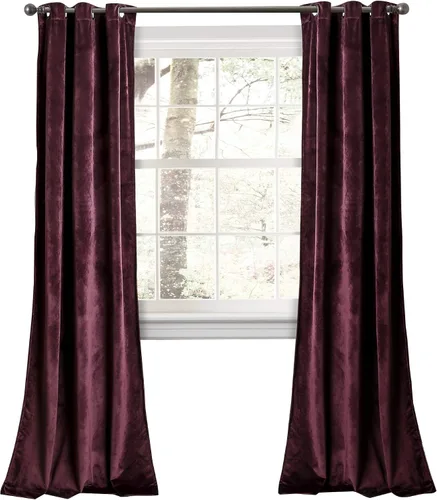 Vista 19 de Lush Decor Prima Velvet - Par de paneles de cortinas de ventana de terciopelo sólido con filtro de luz, 38" de ancho x 84" de largo, negro