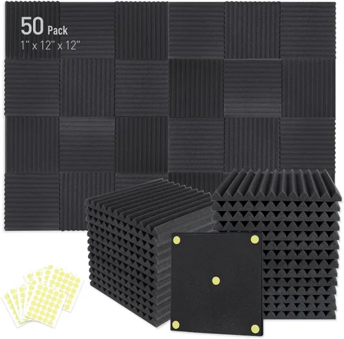 Vista 16 de Focusound Paquete de 4 trampas de espuma acústica para esquinas de bajos de 16.5 x 6.3 x 12 pulgadas, paneles de espuma acústica insonorizados