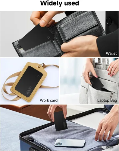 Vista 9 de Paquete de 4 tarjetas Air Tag Tracker 2026, ultra delgada, 0.07 pulgadas, impermeable IP68, funciona con Find My (iOS), para carteras, llaves 4