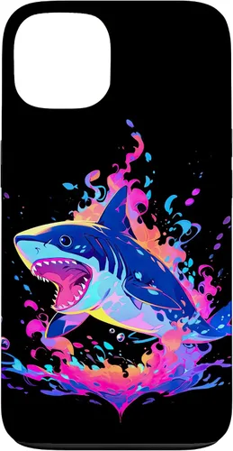 Vista 7 de iPhone 16 Colorful Shark, Spirit Animal, Multicolor Art, Case