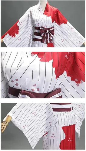 Vista 3 de YZGAH Disfraz de anime Nezuko Kamado para cosplay, conjunto completo de kimono, trajes de fiesta de Halloween