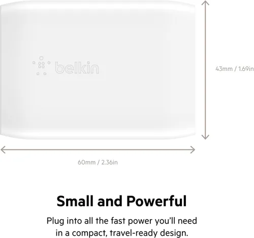Vista 7 de Belkin Bloque de cargador USB C de 30 W, entrega de energía USB-C, carga súper rápida PPS - Samsung Galaxy S25, Apple iPhone 17, Air, Pro Max, iPad