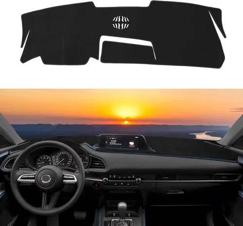 Vista 34 de Tapete de cubierta de salpicadero personalizado para Mazda3 Hatchback, Sedan 2019-2024 2025 2026 (sin HUD), protector antideslizante