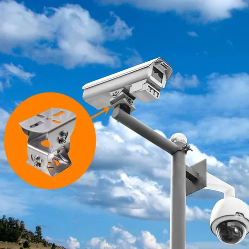 Vista 6 de Adaptador universal de acero de 2 capas para montaje en poste de pared, soporte universal de 3 ejes, adaptador de extensión de base de metal sólido