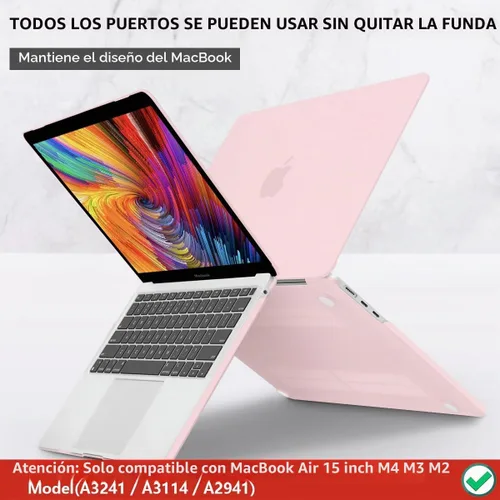 Vista 5 de CISSOOK Funda rosa bebé para MacBook Air de 15 pulgadas lanzamiento 2023 2024 2025, cubierta rígida de plástico rosa tiza con cubierta de teclado