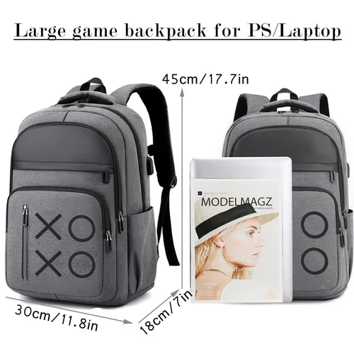 Vista 4 de YB-OSANA Game Cosole - Mochila de viaje para consola PS5PS4 y accesorios (gris), Gris, Juego