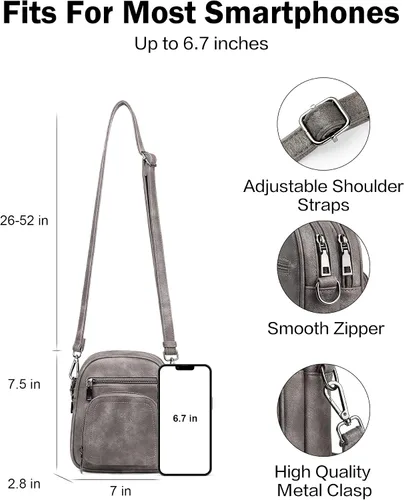 Vista 4 de FADEON Mini bolsos cruzados para mujer, bolso cruzado pequeño, bolso cruzado de diseñador, bolsa de hombro, ranura para tarjetas
